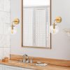 Elegant Gold Wall Lamp, Metal & Glass, 15x21x27 cm