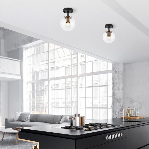 Modern Industrial Chandelier, Black & Antique, 23 cm
