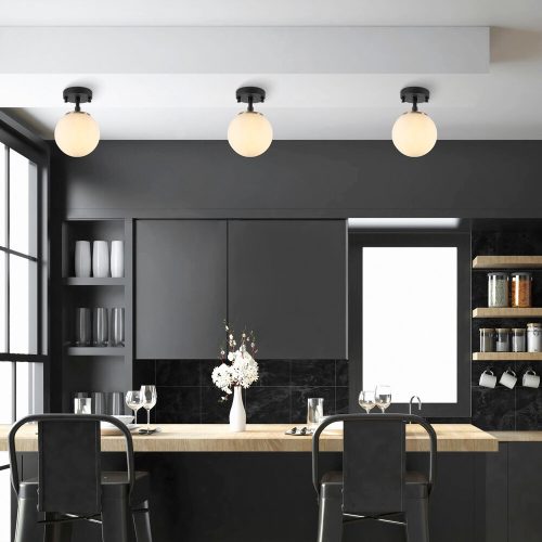 Modern Industrial Chandelier, Black & Antique, 23 cm