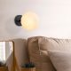 Opviq, 942FLG2110, Modern Wall Lamp, Black & Cream, 15 x 15 cm | Metal Body, Glass Cap, IP20 | Stylish Industrial & Scandinavian Design for Home Decor