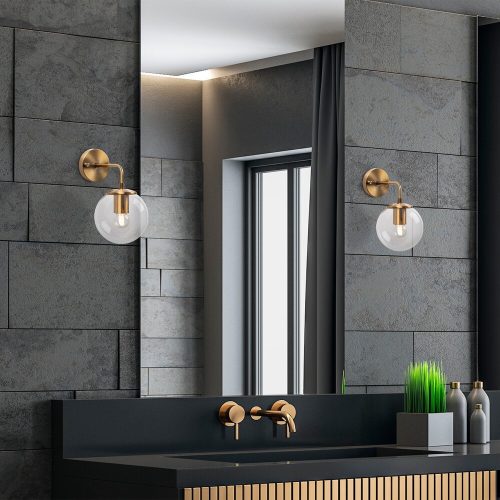 Vintage Wall Lamp with Metal Body & Glass Cap, 15 x 27 x 25 cm | E14 Socket, Max 40W, IP20 | Elegant Copper Design for Glam & Scandinavian Decor