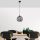 Modern Black Chandelier, Metal Body, Adjustable Height