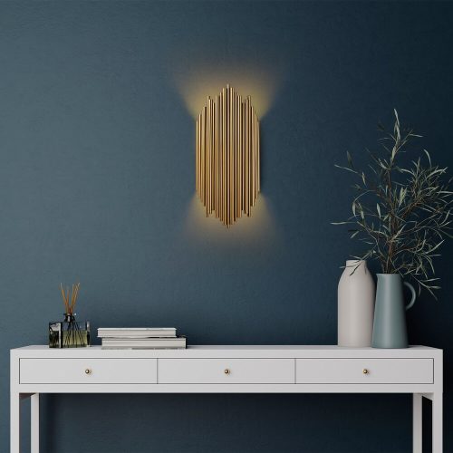 Elegant Gold Wall Lamp, Metal Body, 18x40 cm | IP20, E14