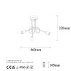 Industrial Chandelier, Metal Body, Black & Antique Finish, 46 x 46 cm, Height: 32 cm, 3 x E27 Max 15W, Stylish Lighting for Modern Spaces