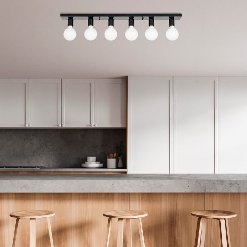 Industrial Chandelier, Metal Body, Black & White Design
