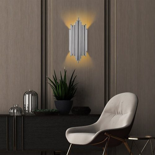 Chrome Wall Lamp, Metal Body, 22x50x11 cm, IP20