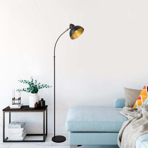 Modern Floor Lamp, Black & Antique, 162 cm | Metal Body, E27 Socket, Stylish Industrial Design