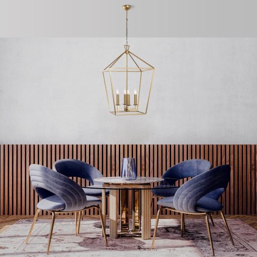 Glam Gold Chandelier, Metal Body, 50x71x123 cm | 4xE14, IP20