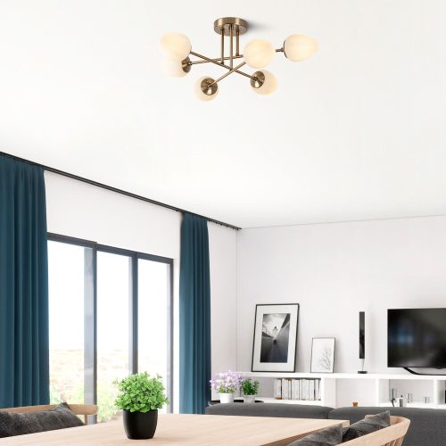 Modern Vintage Chandelier, Metal & Glass, 81x81cm