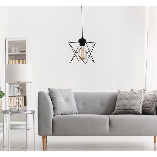 Industrial Black Metal Prism Chandelier, 60 cm Height