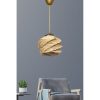 Elegant Wooden Chandelier, Gold & Beige, 75 cm | CE Certified, E27 Socket, Imitation Bamboo Cap