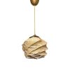 Elegant Wooden Chandelier, Gold & Beige, 75 cm | CE Certified, E27 Socket, Imitation Bamboo Cap