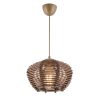 Elegant Wooden Chandelier, Brown Bamboo Cap, 55 cm