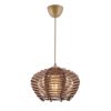 Elegant Wooden Chandelier, Brown Bamboo Cap, 55 cm