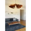 Scandinavian Daisy Chandelier, Walnut, Adjustable Height