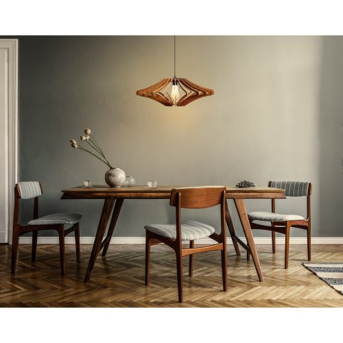 Scandinavian Walnut Angel Chandelier, Adjustable 55 cm