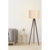 Scandinavian Floor Lamp, Cream & Walnut, 145 cm Height