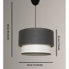 Opviq, 390FLH1660, Stylish Chandelier, Metal Body, Anthracite & White, 65 cm