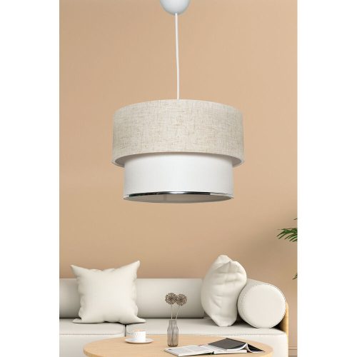 Elegant Cream & White Chandelier, Metal Body, 75 cm