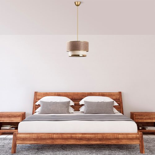 Elegant Beige & Gold Chandelier, Metal Body, 65 cm