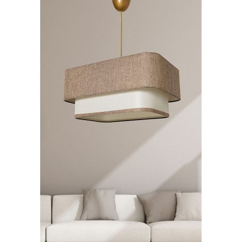 Scandinavian Chandelier, Cream & Beige, Metal Body, 70 cm