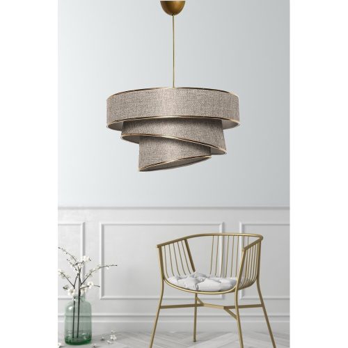 Elegant Adjustable Chandelier, Beige & Gold, CE Certified
