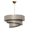 Elegant Adjustable Chandelier, Beige & Gold, CE Certified