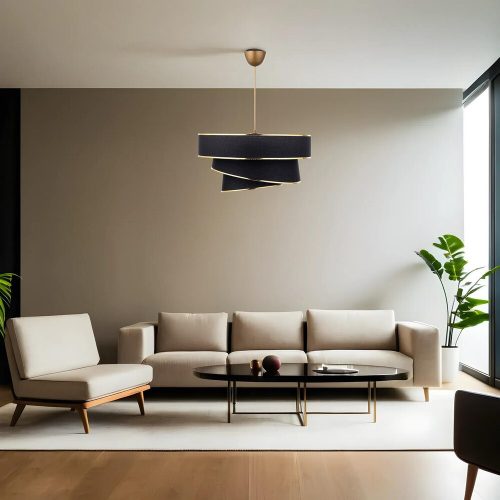 Glamorous Black & Gold Chandelier, CE Certified, 72 cm