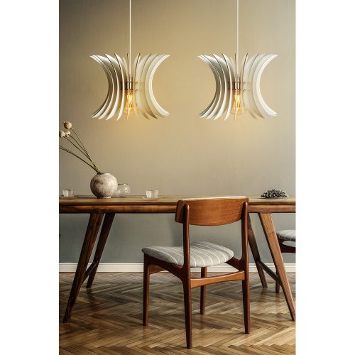 Scandinavian Wing Chandelier, White, 2 Pieces, 55 cm