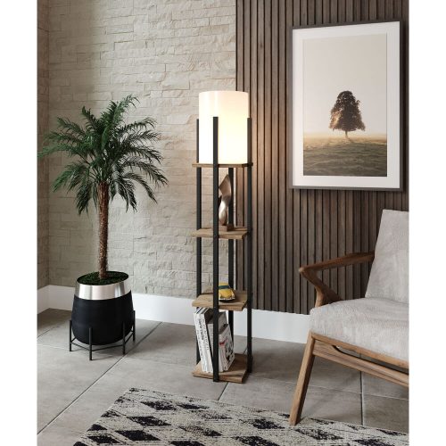 Scandinavian Floor Lamp, 135 cm, Natural & Black, CE Certified