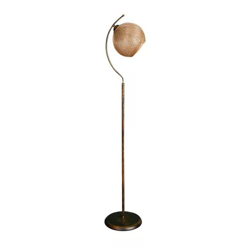 Opviq, 390FLH1140, Elegant floor lamp with metal housing and jute cap, 165 cm high, gold and black | CE certified E27 socket, perfect for Bohemian & Glam decor