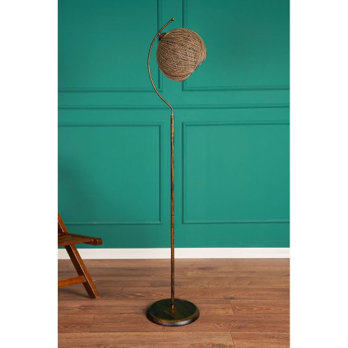 Stylish Bohemian Floor Lamp, Black Metal Body, 165 cm Height, Jute Cap (30 x 30 cm), E27 Socket, On/Off Switch, CE Certified | Perfect for Home Decor