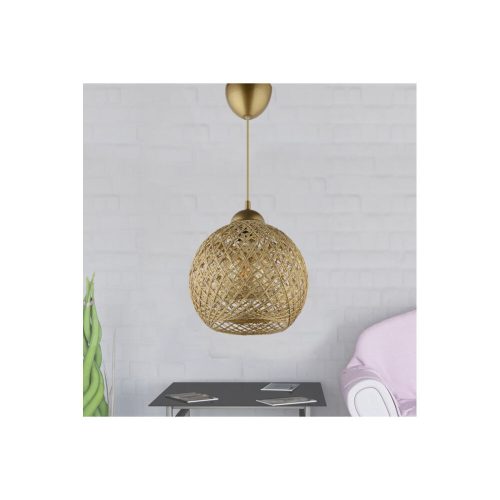 Elegant Gold Chandelier, 22 cm Diameter, 54 cm Height | Plastic Body, Cotton Cap, E27 Socket (Max 40W) | Glamorous Scandinavian Design for Modern Spaces