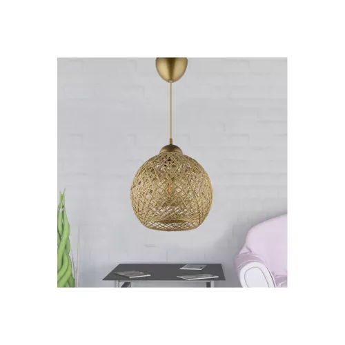 Opviq, 687HMY1110, Elegant gold chandelier, diameter 22 cm, height 54 cm | Plastic housing, cotton cap, E27 socket (max. 40 W) | Charming Scandinavian design for modern spaces