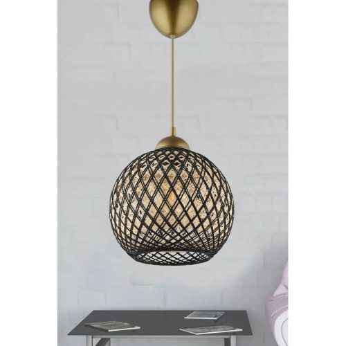 Elegant Black & Gold Chandelier, 22 cm Diameter | Glam Scandinavian Design, Plastic Body, E27 Socket
