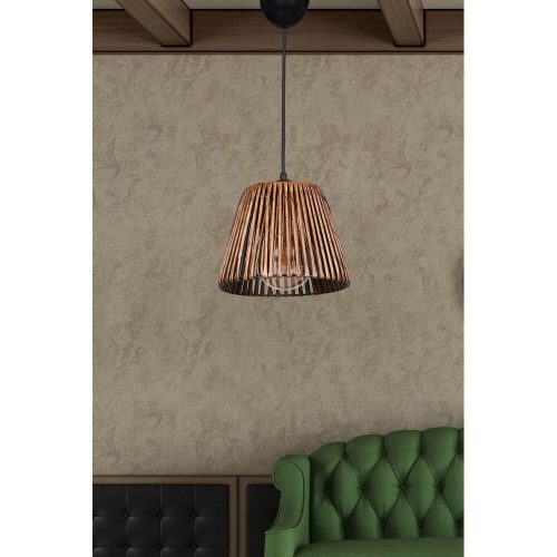 Industrial Wooden Chandelier, 20 cm Diameter | Antique Finish
