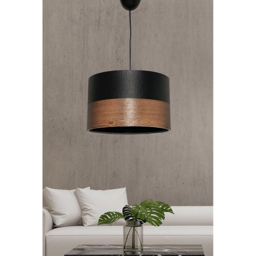 Modern Chandelier, Black & Brown, 30cm Diameter | Stylish Plastic Body, E27 Socket, 65cm Height