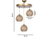 Elegant Gold Chandelier, Metal Body, 32 cm Diameter, 80 cm Height , 3 x E27 Max 40W | Glamorous Scandinavian Design for Modern Homes