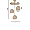 Opviq, 687HMY1135, Elegant gold chandelier, metal body, diameter 32 cm, height 80 cm | 3 x E27 Max 40W | Charming Scandinavian design for modern homes