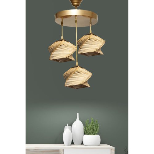 Bohemian Glam Chandelier, Metal Body, 35 cm, Natural