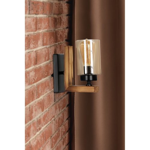 Vintage Wooden Wall Lamp, 10 cm Diameter, Industrial Design