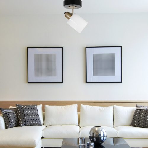 Modern Chandelier, Metal & Glass, Black/White, E27