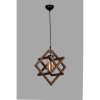Rustic Walnut Chandelier, 43 cm, Adjustable Height