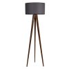 Industrial Scandinavian Floor Lamp, Walnut & Grey, 153 cm