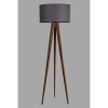 Industrial Scandinavian Floor Lamp, Walnut & Grey, 153 cm