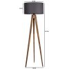 Industrial Scandinavian Floor Lamp, Wooden Body, 153 cm