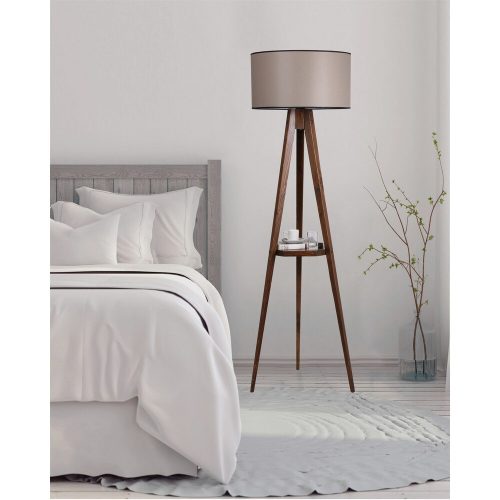 Industrial Scandinavian Floor Lamp, Walnut Wood, 153 cm