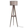 Industrial Scandinavian Floor Lamp, Walnut Wood, 153 cm
