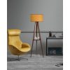 Elegant Wooden Floor Lamp with Shelf, Walnut & Mustard