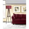 Elegant Wooden Floor Lamp with Shelf, Walnut & Claret Red